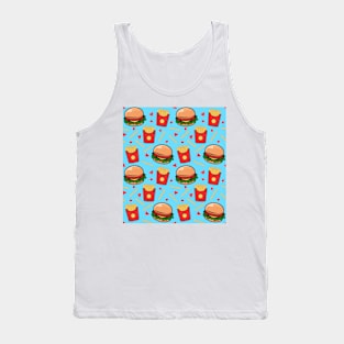 Burger And Fries Fast Food Pattern Tank Top